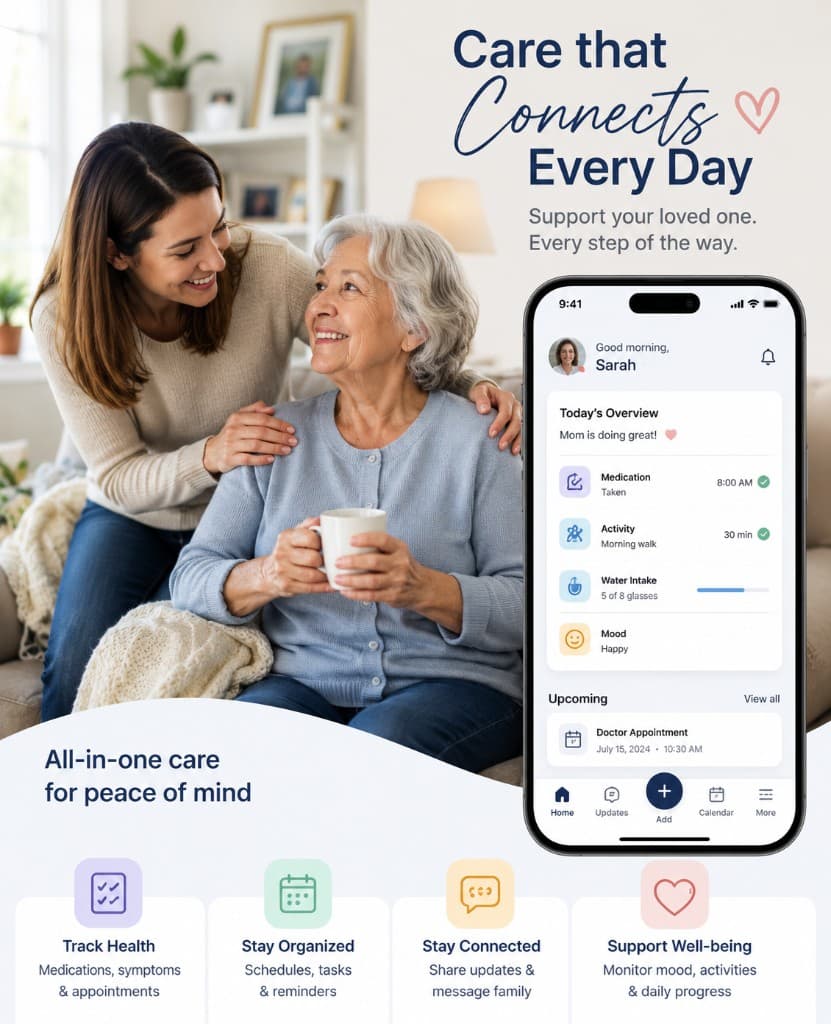Care that connects every day — CareLink supports families with health tracking, organization, and shared updates.